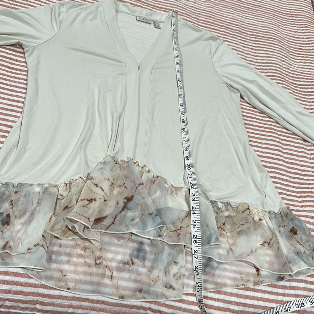LOGO by Lori Goldstein Rayon Cardigan with Printed Ruffle Trim Long Slee… - Picture 14 of 14